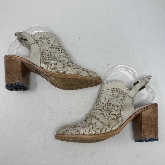 FREE PEOPLE Western Bootie Slingback Sz 38 Laser Cut Floral Leather Boot Boho - Picture 4 of 14